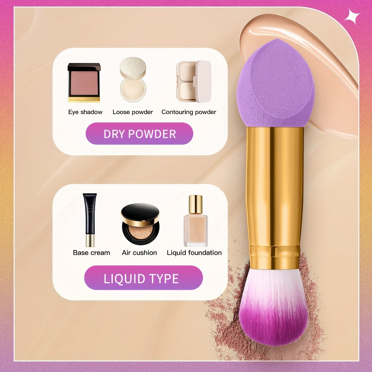 Violet Luxe Dual-Head Foundation & Blending Brush Set