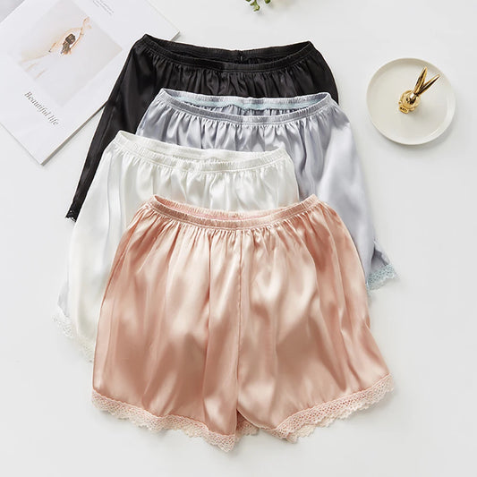 Silken Whisper Lace-Trim Shorts