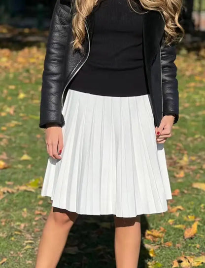 Luxe Élise Knitted Pleated Midi Skirt