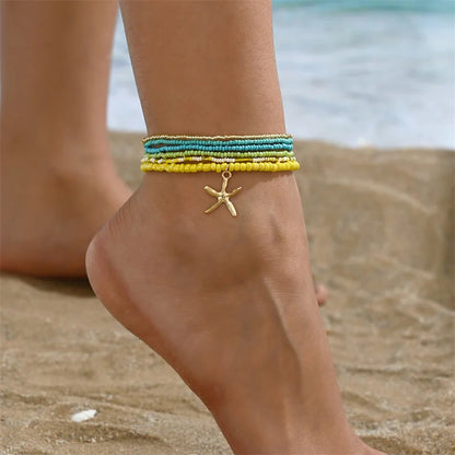 Stellar Shore Starfish Beaded Anklet