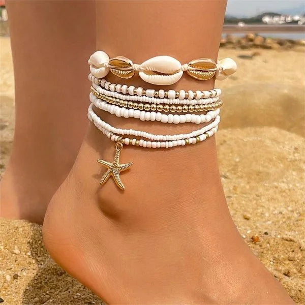 Stellar Shore Starfish Beaded Anklet