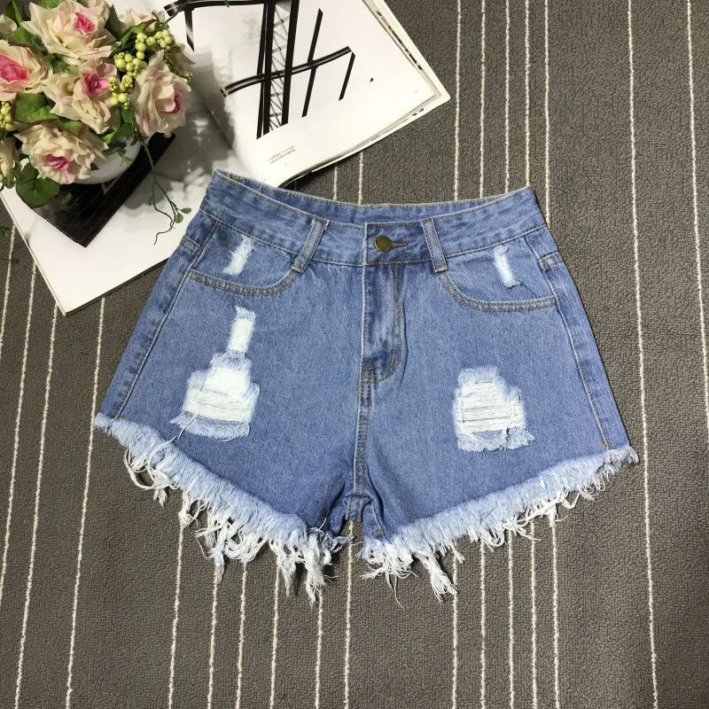 Celeste Raw Edge Tassel Denim Shorts