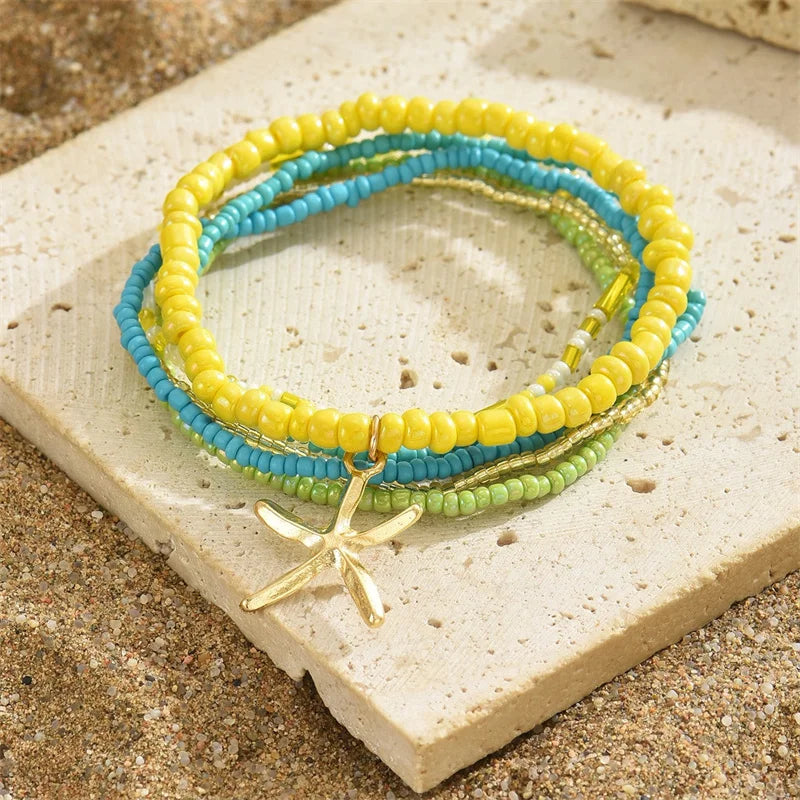 Stellar Shore Starfish Beaded Anklet