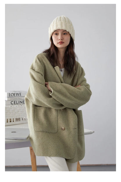 Le Jardin d'Hiver Double-Breasted Woolen Coat