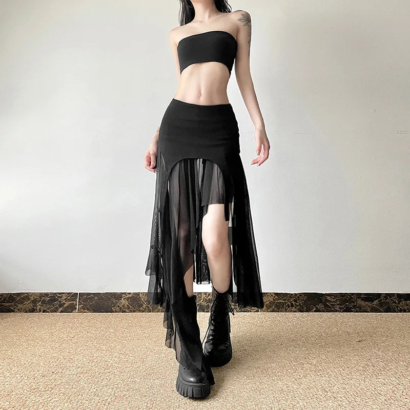 Nocturne Edge Cyber Mesh Skirt