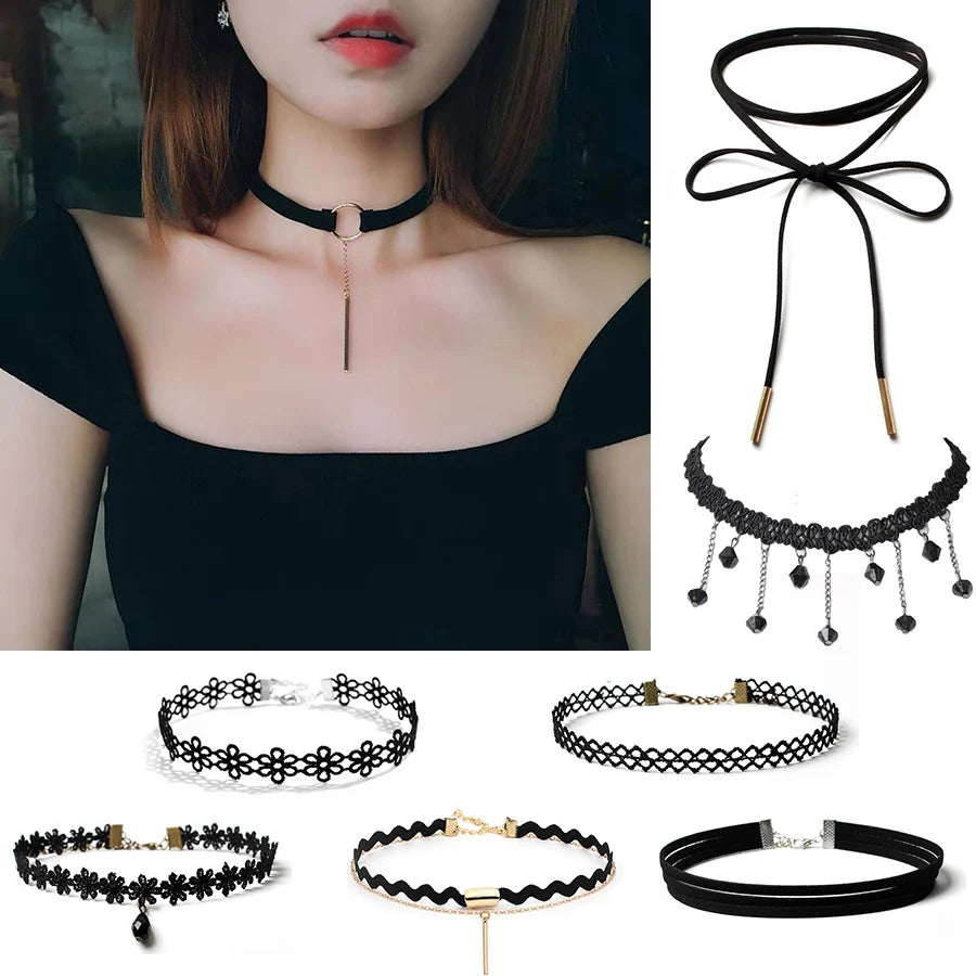 Noir Éclipse Velvet Choker Necklace