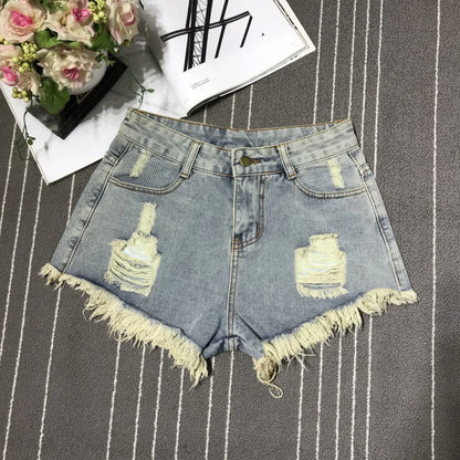 Celeste Raw Edge Tassel Denim Shorts