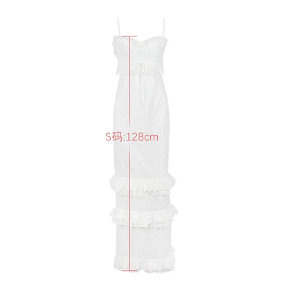 Elysian Grace White Lace Bodycon Maxi Dress