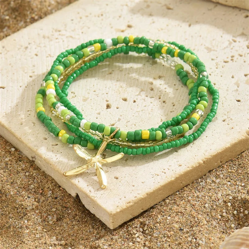 Stellar Shore Starfish Beaded Anklet