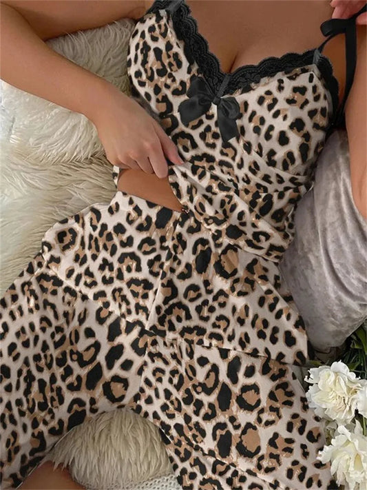 Savanna Luxe V-Neck Leopard Pajama Set