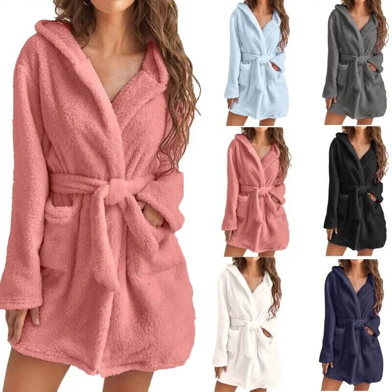 Elysian Ember Luxe Hooded Plush Bathrobe