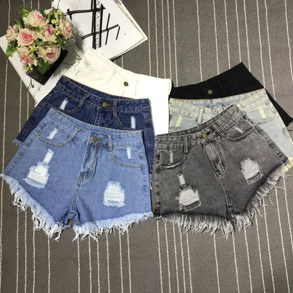 Celeste Raw Edge Tassel Denim Shorts