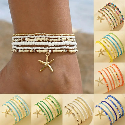 Stellar Shore Starfish Beaded Anklet