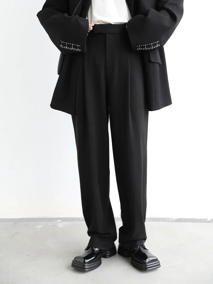 Élégante Luxe Twill Wide-Leg Suit Trousers