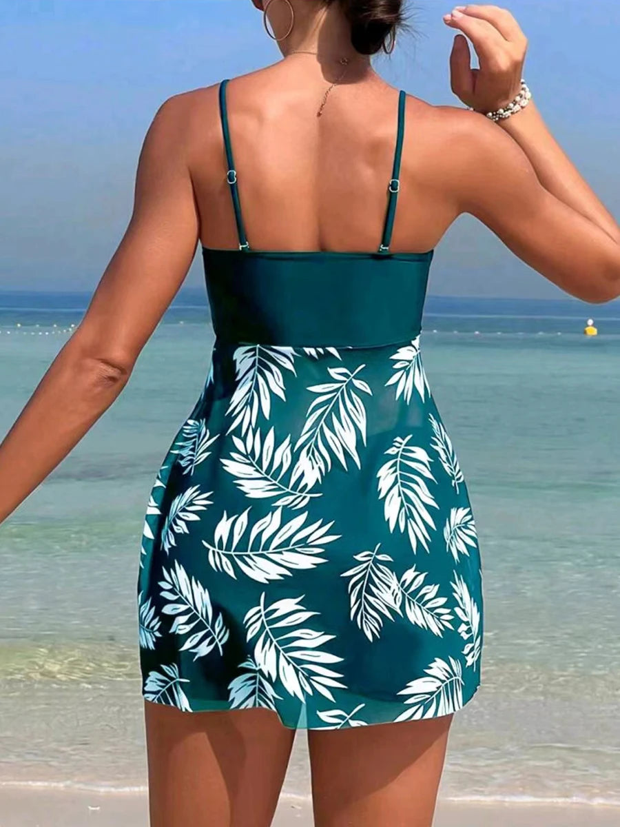 Serene Waves Padded Tankini Set with Shorts