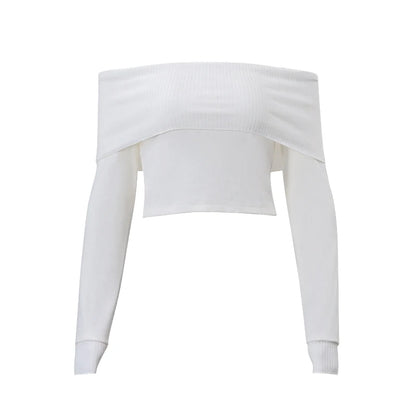 Château Éclat Off-Shoulder Ribbed Top