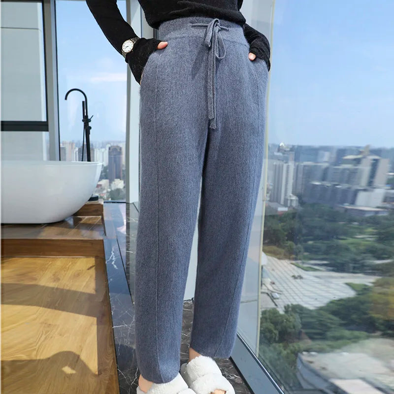 Cashmere Allure Luxe Knit High-Waisted Pants