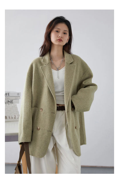 Le Jardin d'Hiver Double-Breasted Woolen Coat