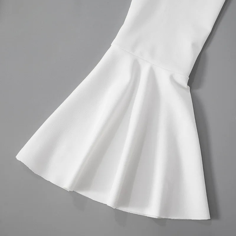 Ivory Embrace Ruffled Deep-V Dress