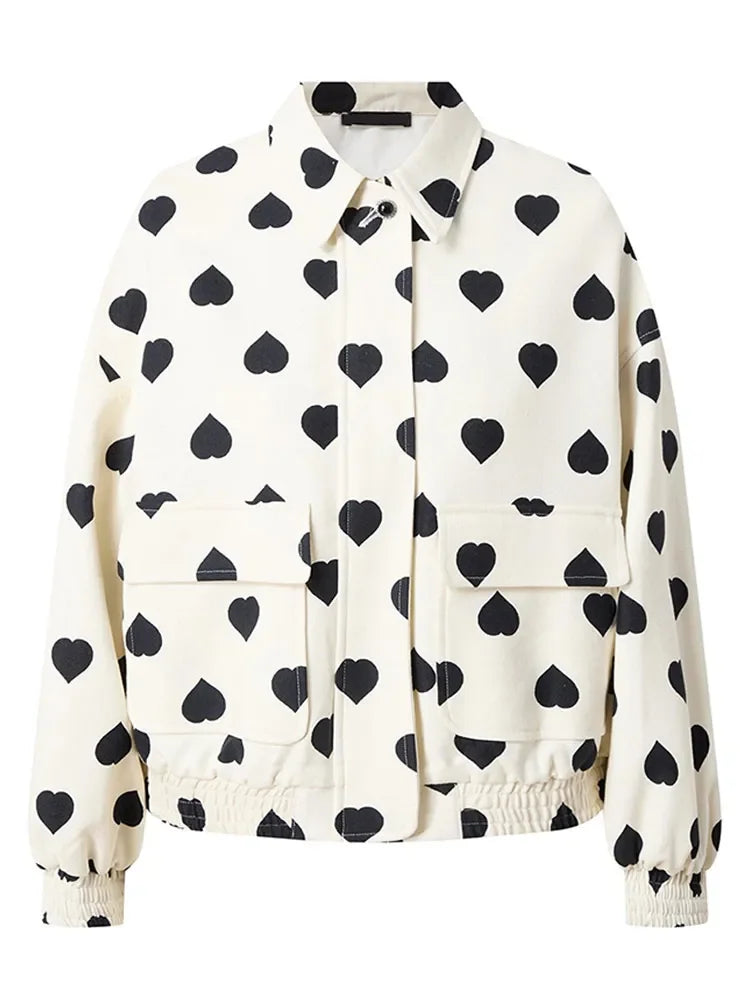 Coeur Nocturne Polka Heart Bomber Jacket