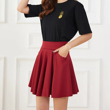 Noir Éclat Pleated Pocket Skater Skirt