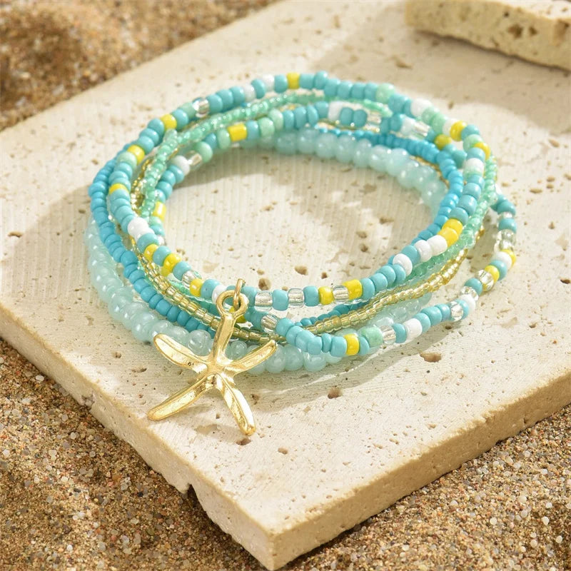 Stellar Shore Starfish Beaded Anklet