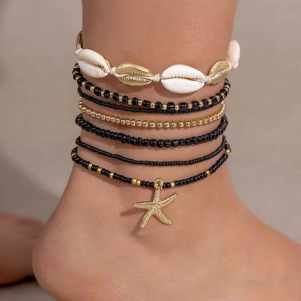 Stellar Shore Starfish Beaded Anklet