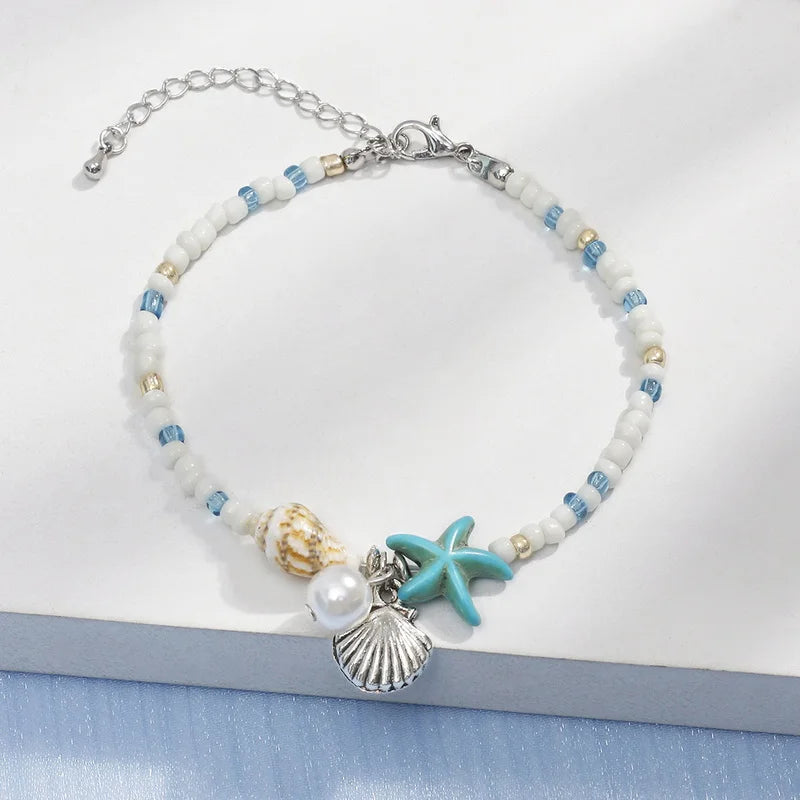 Stellar Shore Starfish Beaded Anklet