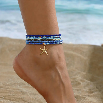 Stellar Shore Starfish Beaded Anklet