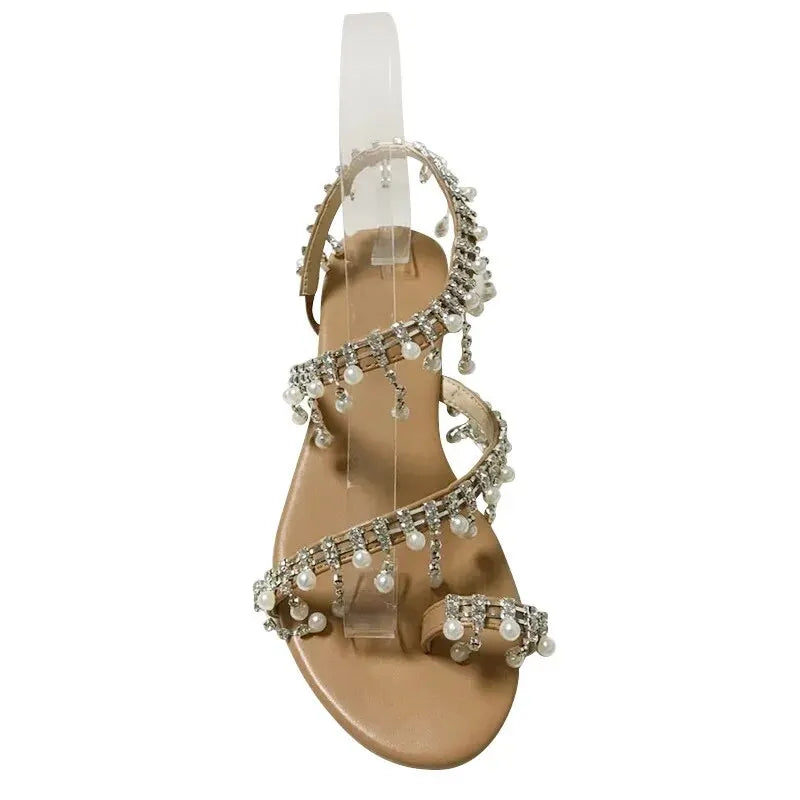 Aurelia Pearl Tassel Sandals