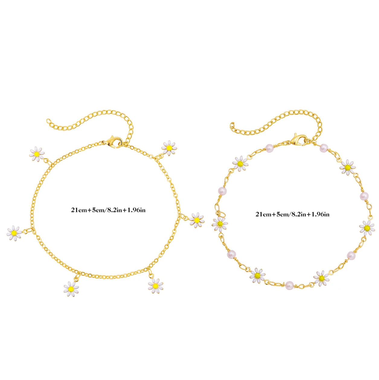 Solara Pearl Daisy Anklet