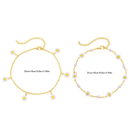 Solara Pearl Daisy Anklet