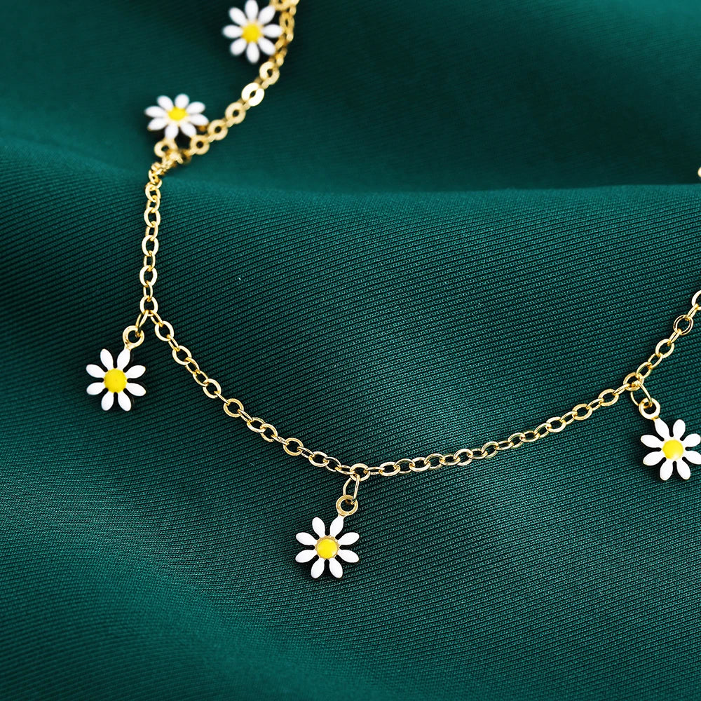 Solara Pearl Daisy Anklet