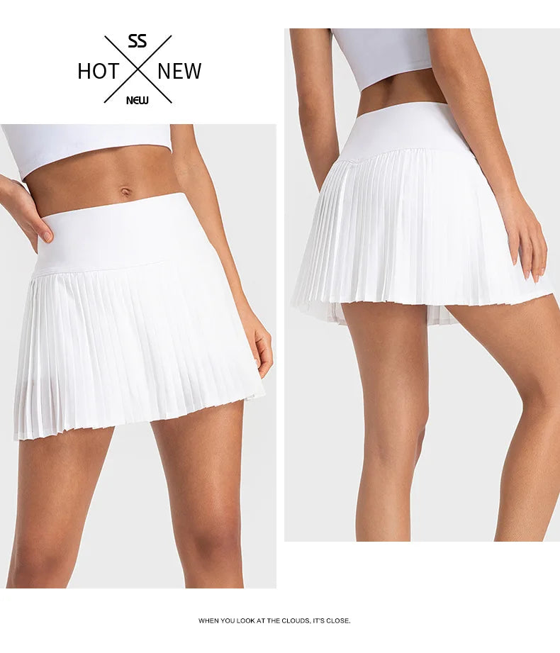 Athéa Luxe High-Waist Pleated Tennis Skirt with Pockets