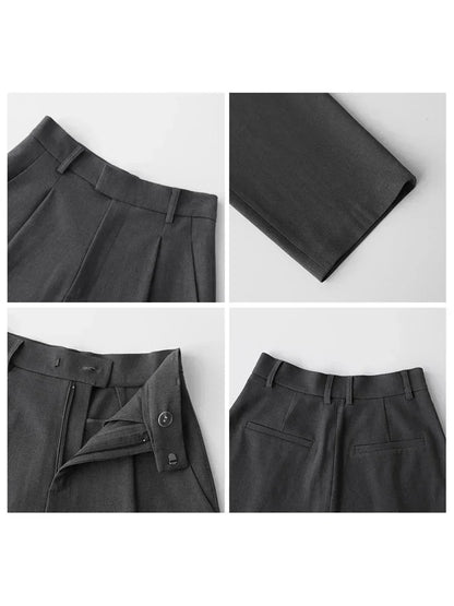 Élégante Luxe Twill Wide-Leg Suit Trousers