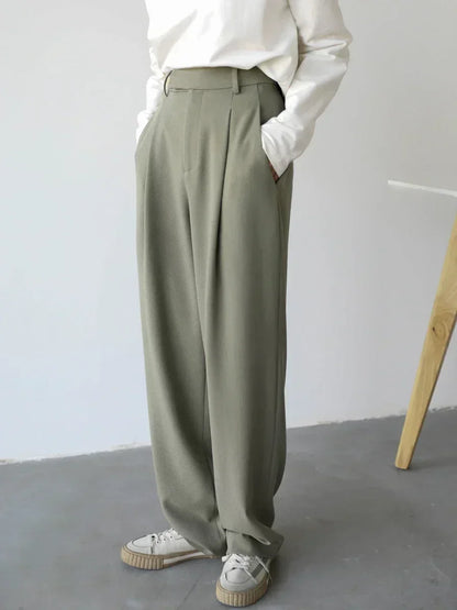 Élégante Luxe Twill Wide-Leg Suit Trousers