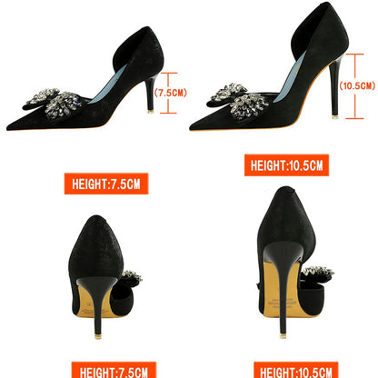 Radiance Noire Rhinestone Bow Stiletto Pumps