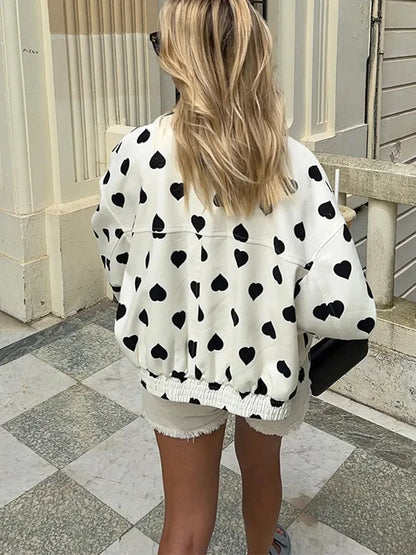 Coeur Nocturne Polka Heart Bomber Jacket