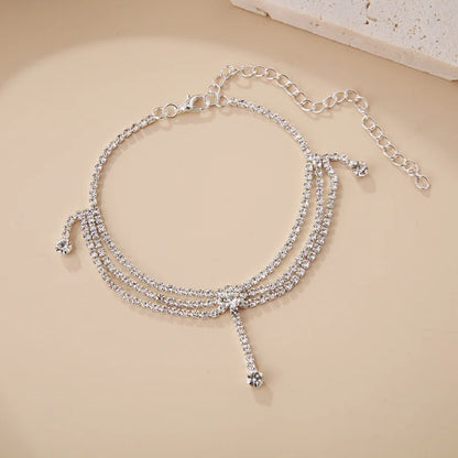 Celestial Radiance Tassel-Inlaid Zirconia Anklet