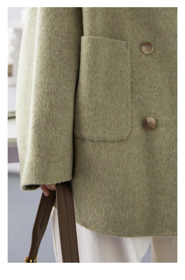 Le Jardin d'Hiver Double-Breasted Woolen Coat