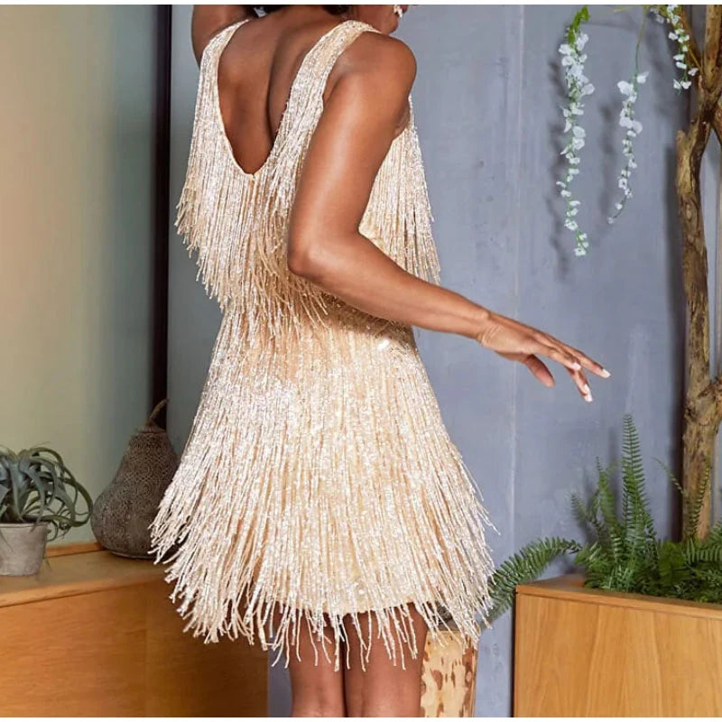 Nocturne Mirage Tassel & Feather Sequin Mini Dress