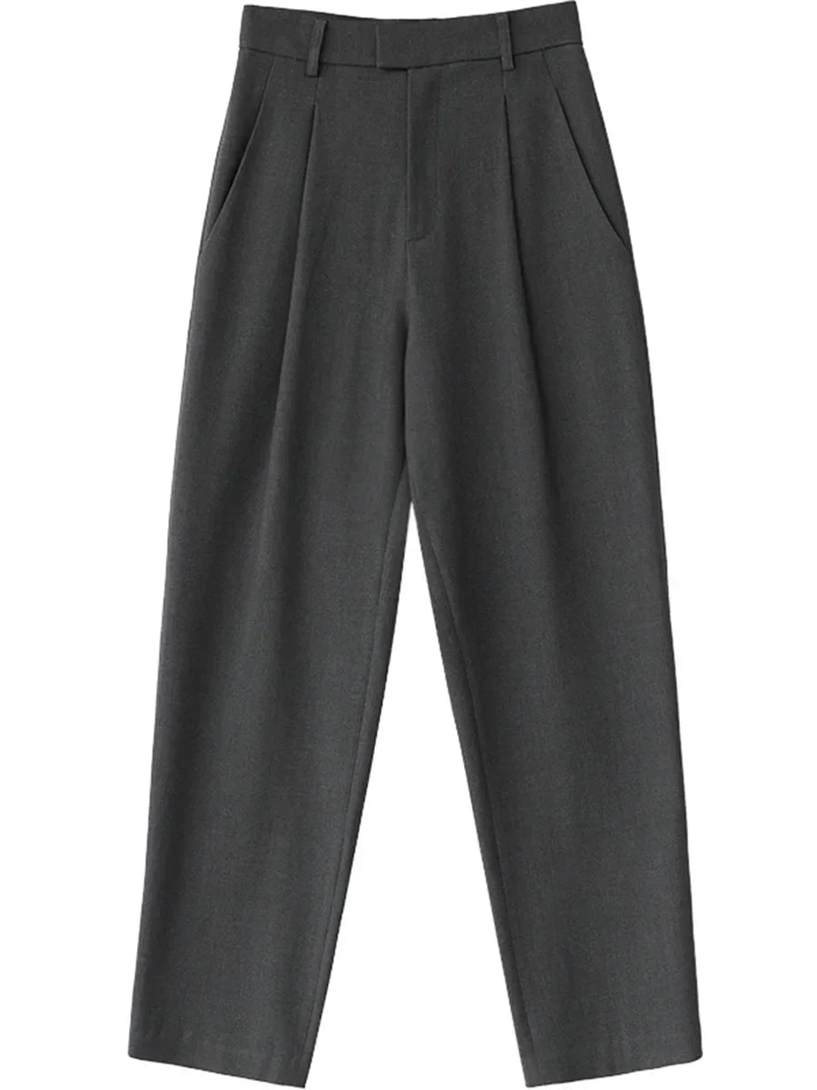 Élégante Luxe Twill Wide-Leg Suit Trousers