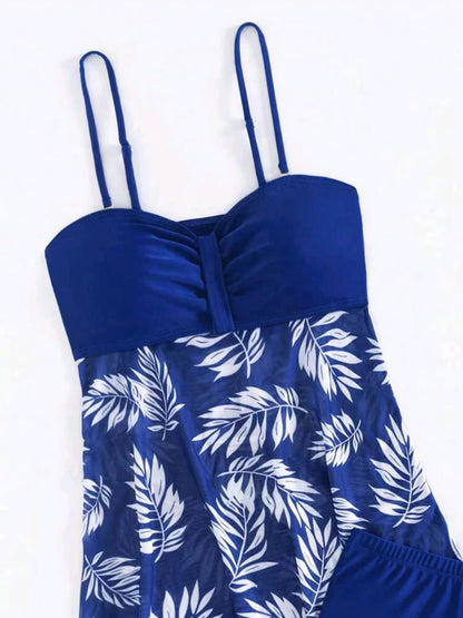 Serene Waves Padded Tankini Set with Shorts